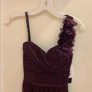 Davids bridal purple one shoulder high low dress